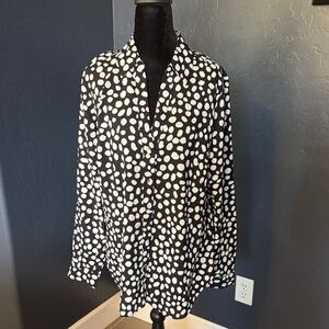 Ann Taylor Black and White Polka Dot Blouse
